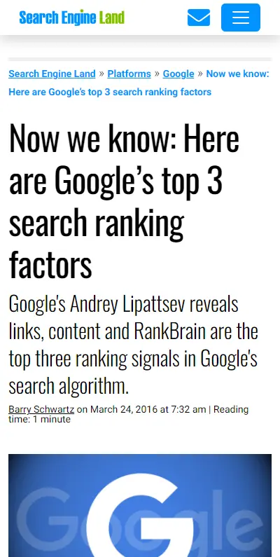 now know googles top three search ranking factors