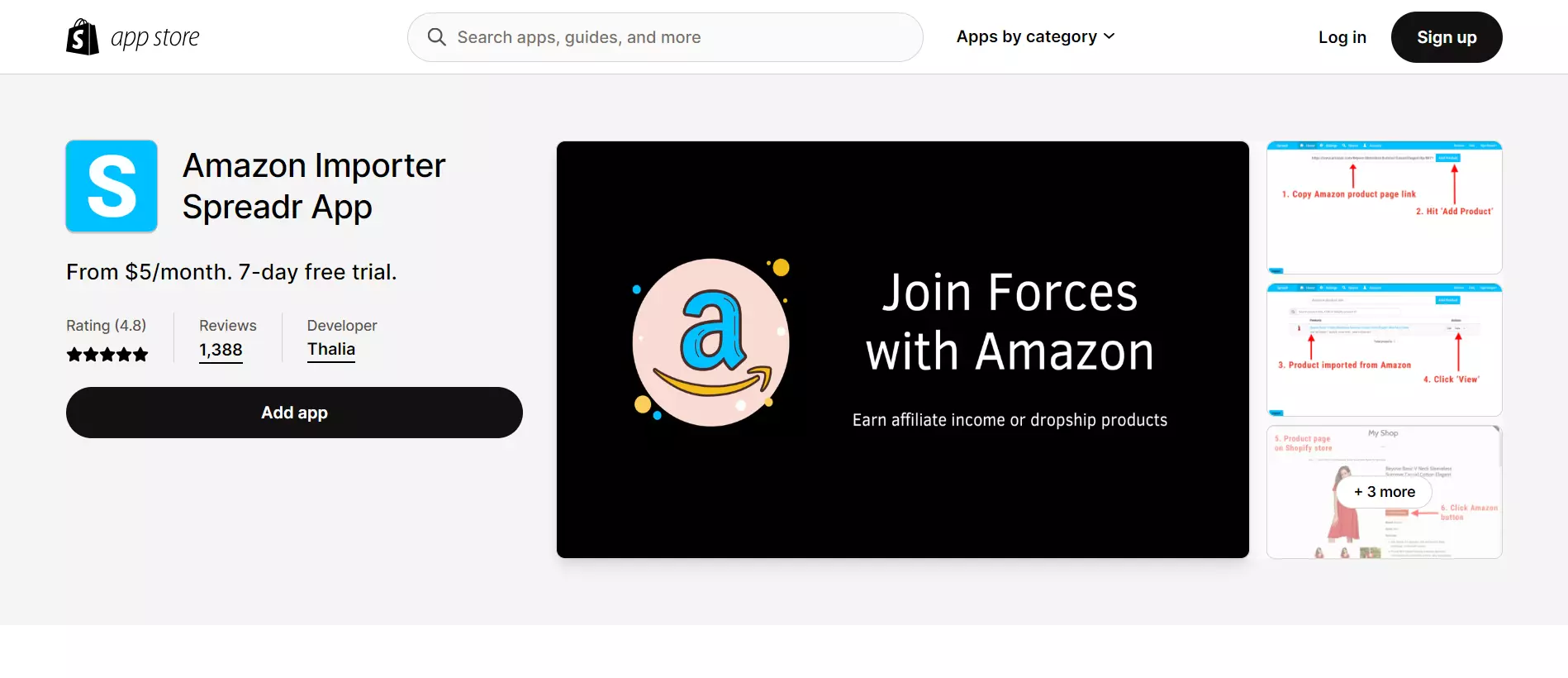 Amazon Importer Spreadr App