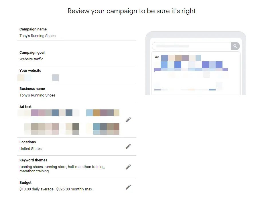 review your campaign to be sure its right